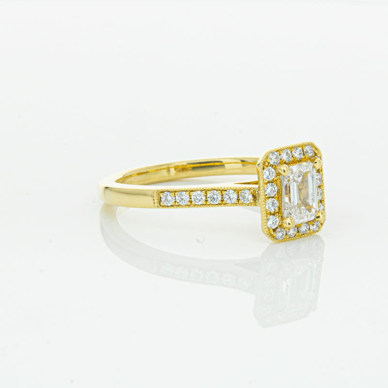 18ct Yellow Gold .50ct Emerald Cut Diamond Aria Ring-Ring-Walker & Hall