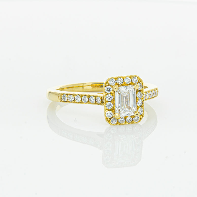 18ct Yellow Gold .50ct Emerald Cut Diamond Aria Ring-Ring-Walker & Hall