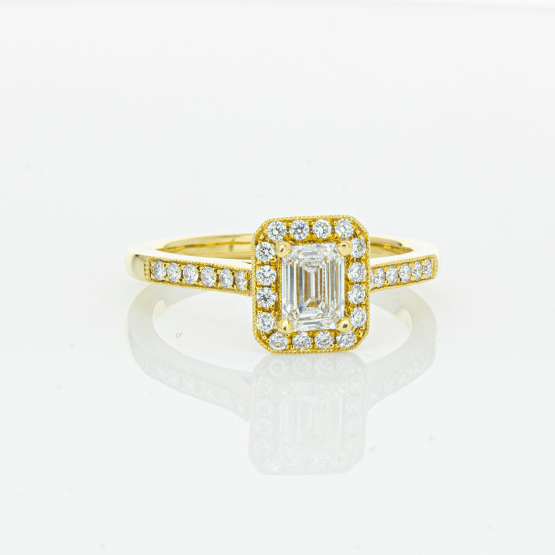 18ct Yellow Gold .50ct Emerald Cut Diamond Aria Ring-Ring-Walker & Hall