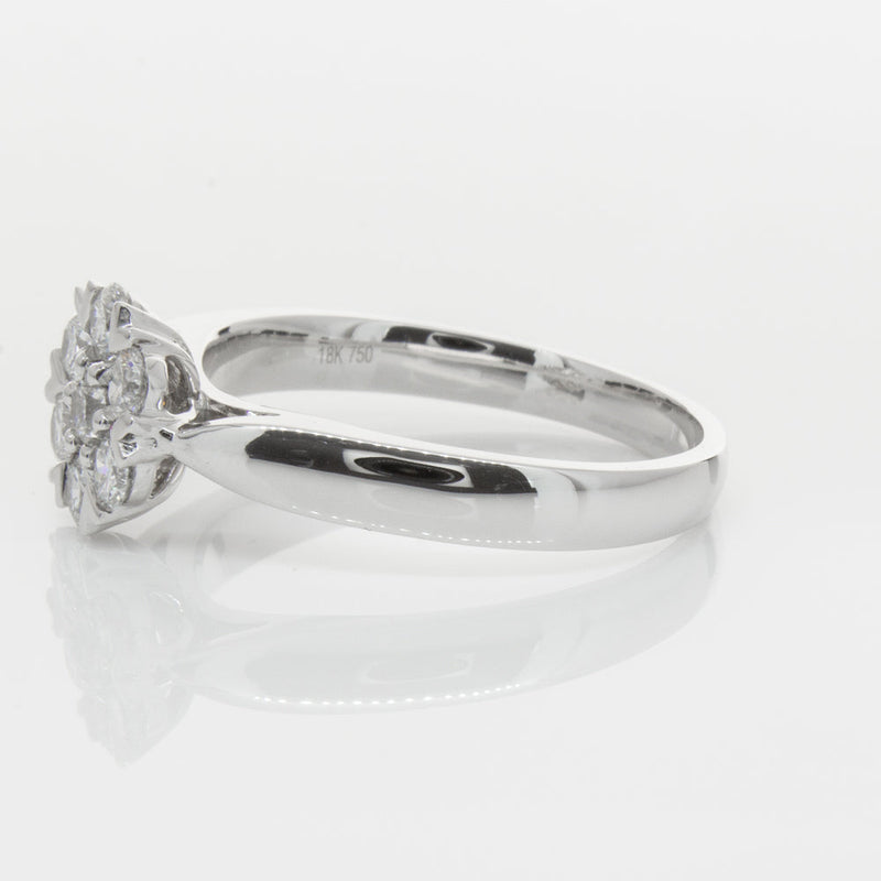 18ct White Gold .75ct Diamond Lotus Ring-Ring-Walker & Hall