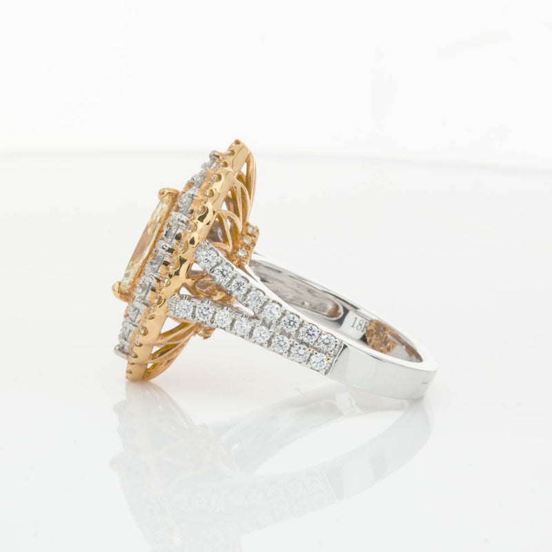 18ct White & Yellow Gold Marquise Cut Diamond Halo Ring-Ring-Walker & Hall