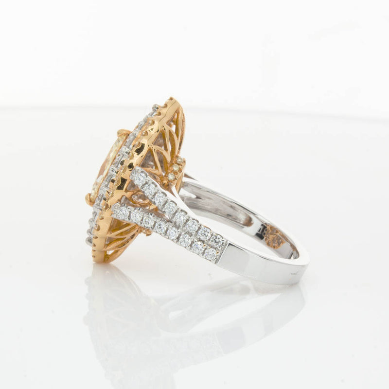 18ct White & Yellow Gold Marquise Cut Diamond Halo Ring-Ring-Walker & Hall