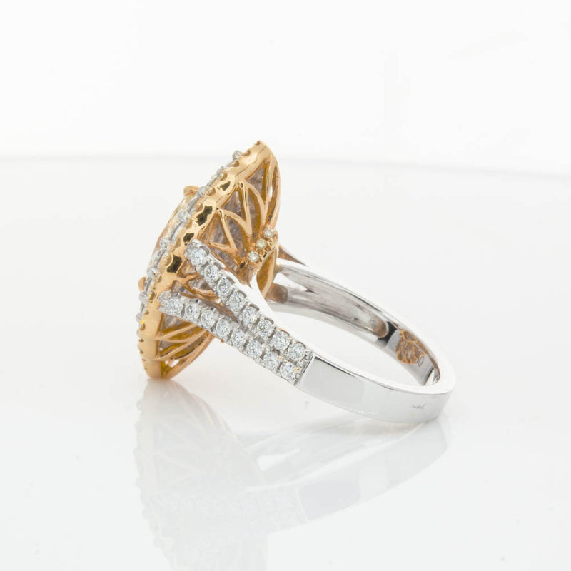 18ct White & Yellow Gold Marquise Cut Diamond Halo Ring-Ring-Walker & Hall