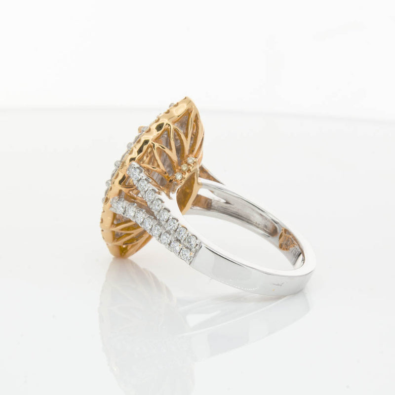 18ct White & Yellow Gold Marquise Cut Diamond Halo Ring-Ring-Walker & Hall