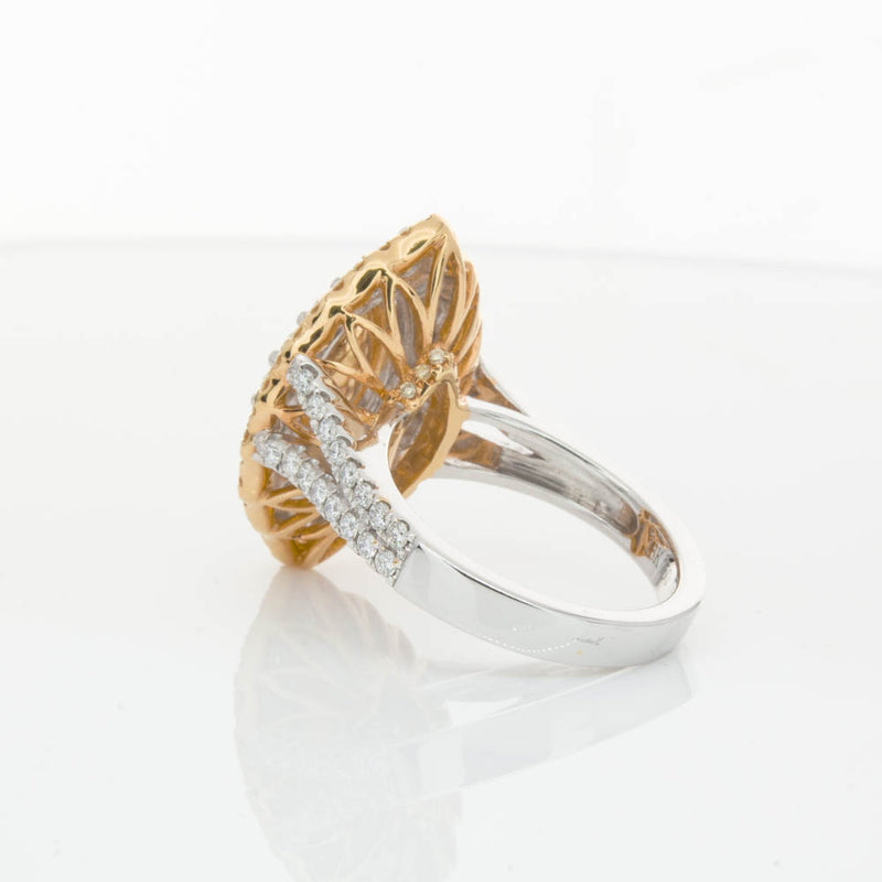 18ct White & Yellow Gold Marquise Cut Diamond Halo Ring-Ring-Walker & Hall