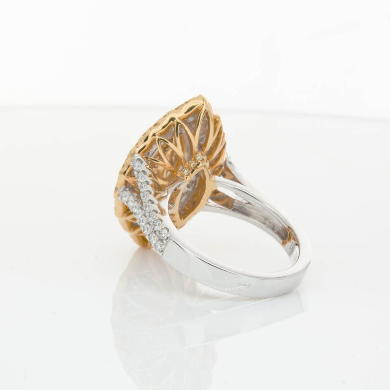 18ct White & Yellow Gold Marquise Cut Diamond Halo Ring-Ring-Walker & Hall