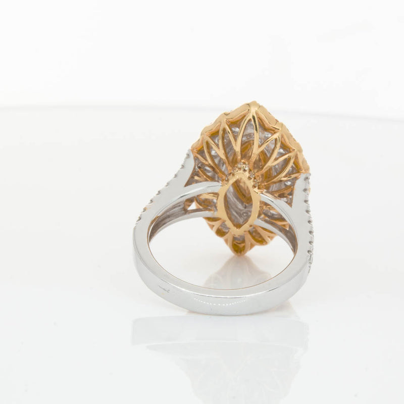 18ct White & Yellow Gold Marquise Cut Diamond Halo Ring-Ring-Walker & Hall