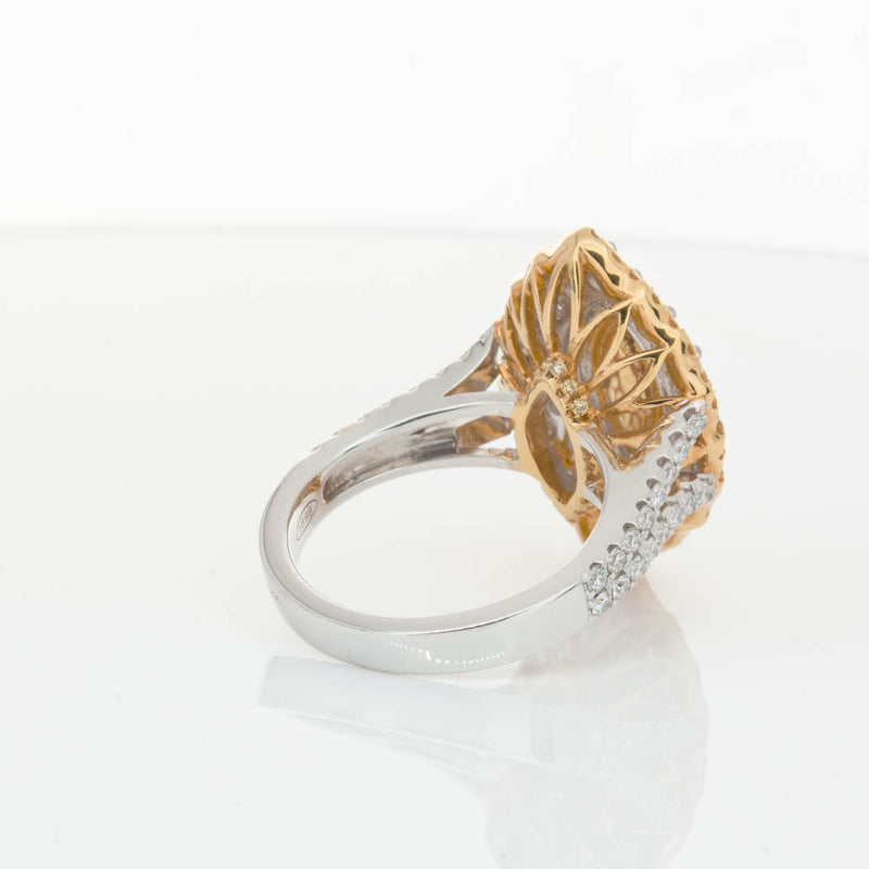 18ct White & Yellow Gold Marquise Cut Diamond Halo Ring-Ring-Walker & Hall