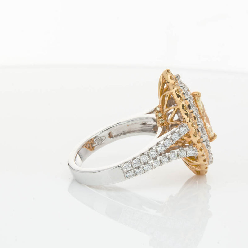 18ct White & Yellow Gold Marquise Cut Diamond Halo Ring-Ring-Walker & Hall