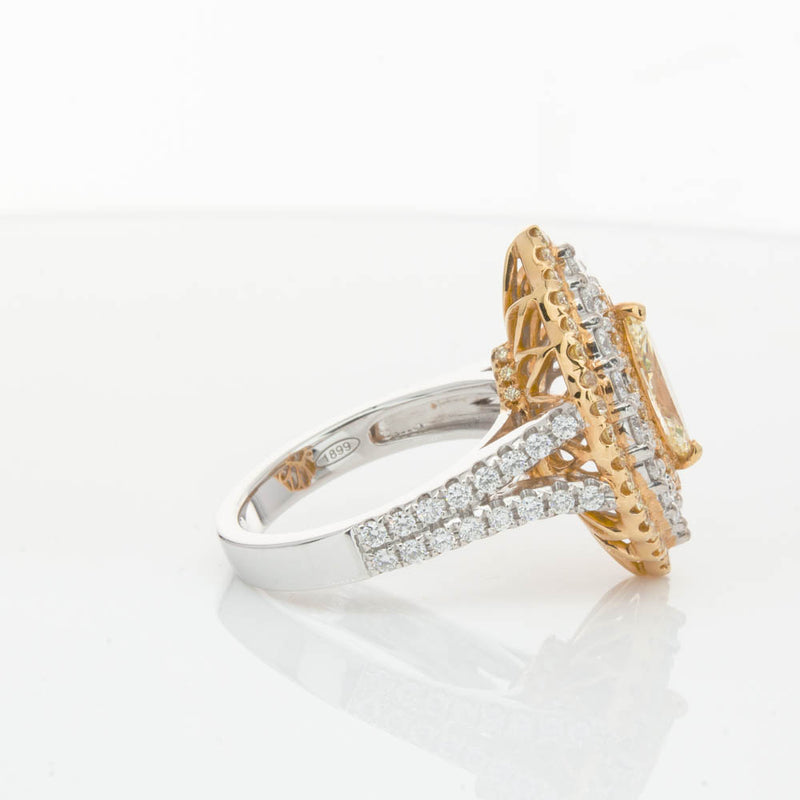 18ct White & Yellow Gold Marquise Cut Diamond Halo Ring-Ring-Walker & Hall