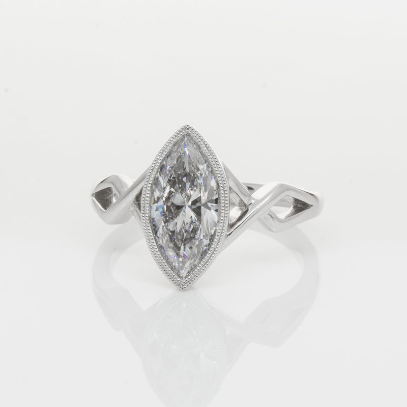 18ct White Gold Marquise Diamond Ring-Ring-Walker & Hall