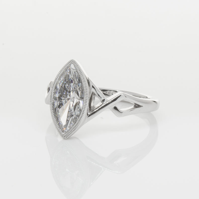 18ct White Gold Marquise Diamond Ring-Ring-Walker & Hall