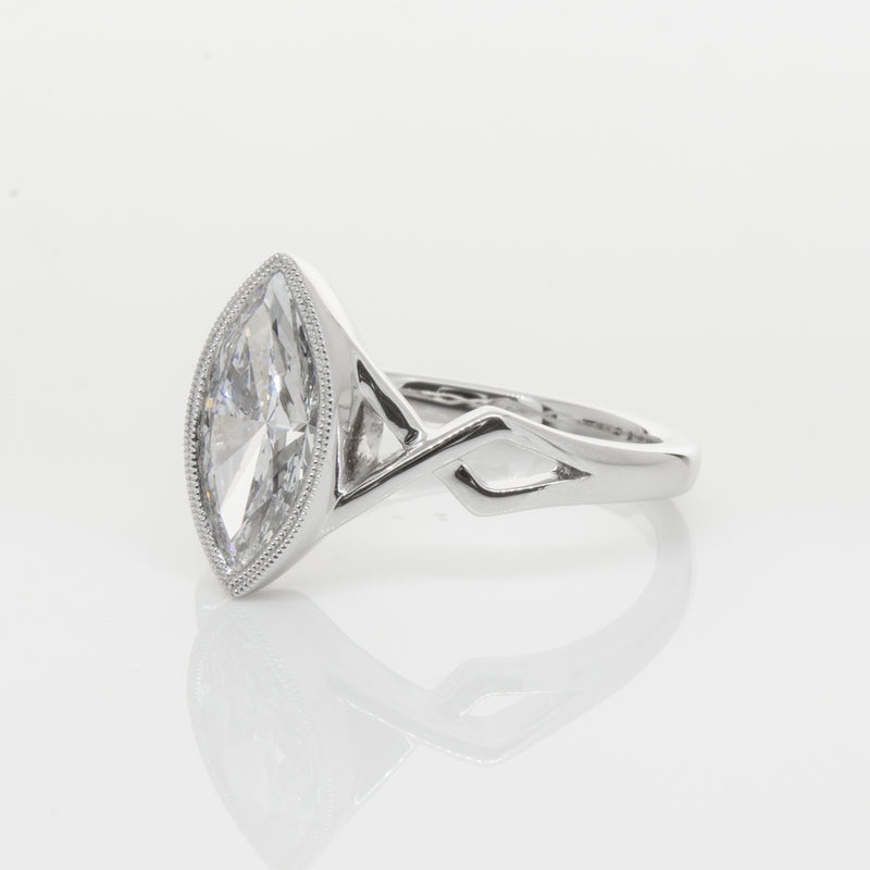 18ct White Gold Marquise Diamond Ring-Ring-Walker & Hall