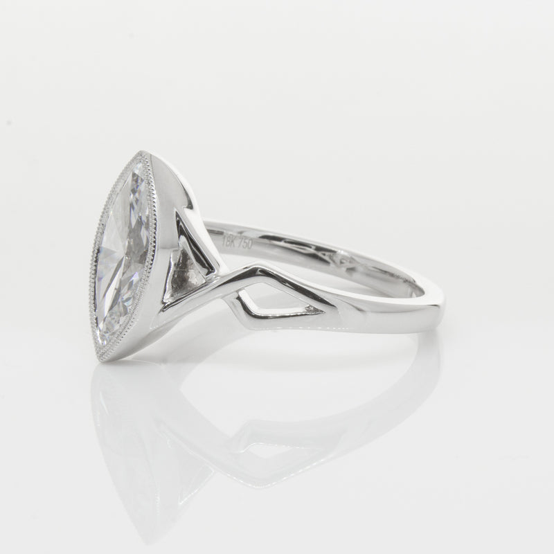 18ct White Gold Marquise Diamond Ring-Ring-Walker & Hall