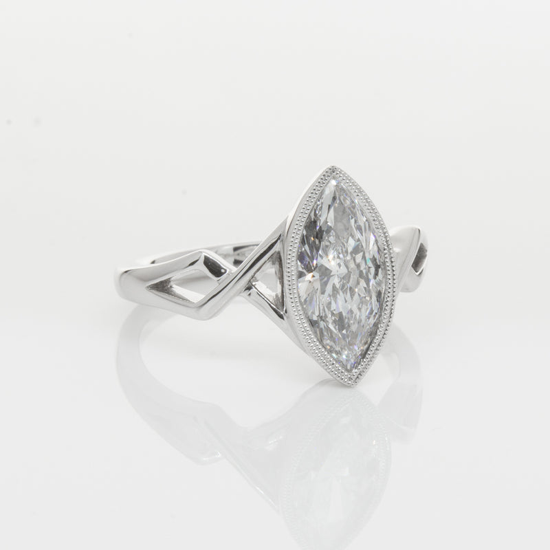 18ct White Gold Marquise Diamond Ring-Ring-Walker & Hall