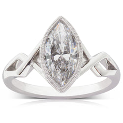 18ct White Gold 1.51ct Marquise Diamond Ring - Walker & Hall