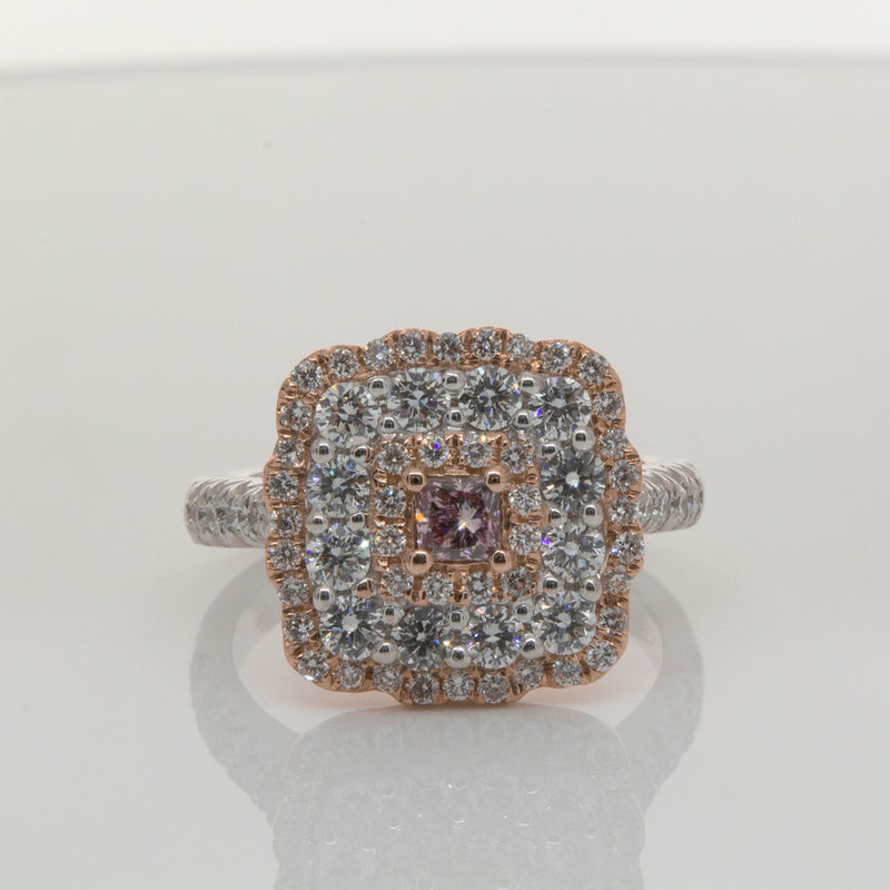 18ct White & Rose Gold Pink Diamond Ring-Ring-Walker & Hall
