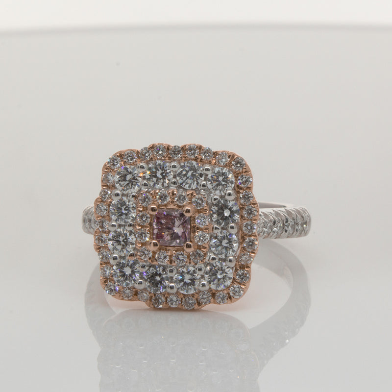 18ct White & Rose Gold Pink Diamond Ring-Ring-Walker & Hall