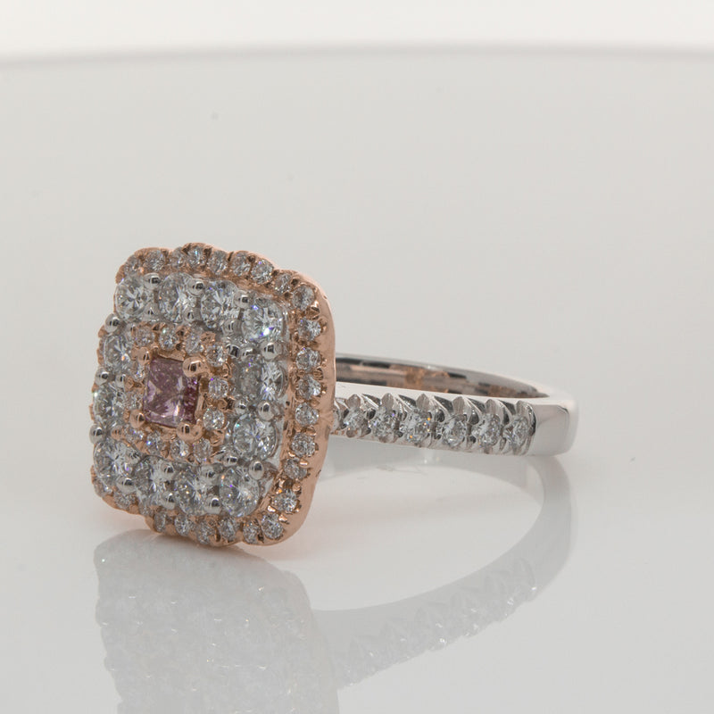 18ct White & Rose Gold Pink Diamond Ring-Ring-Walker & Hall