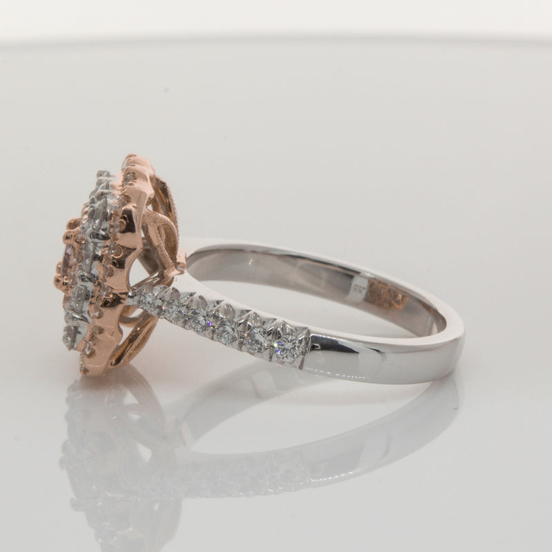 18ct White & Rose Gold Pink Diamond Ring-Ring-Walker & Hall