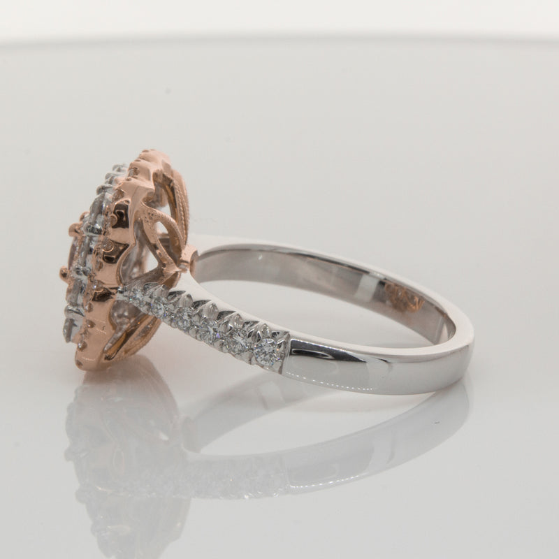 18ct White & Rose Gold Pink Diamond Ring-Ring-Walker & Hall