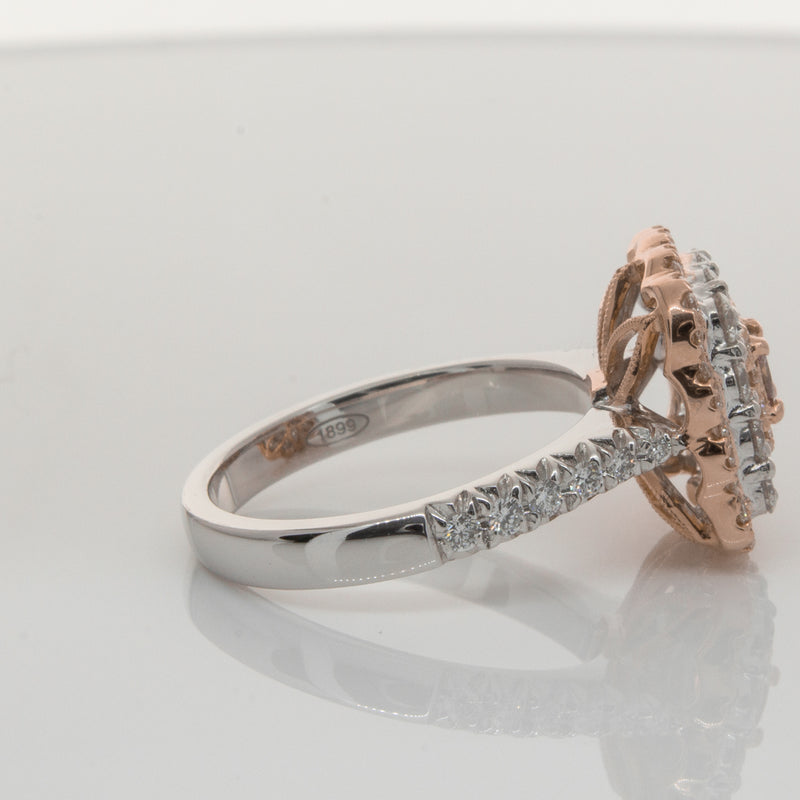 18ct White & Rose Gold Pink Diamond Ring-Ring-Walker & Hall
