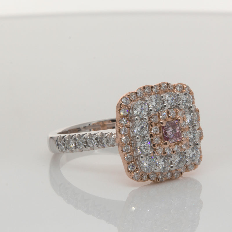 18ct White & Rose Gold Pink Diamond Ring-Ring-Walker & Hall