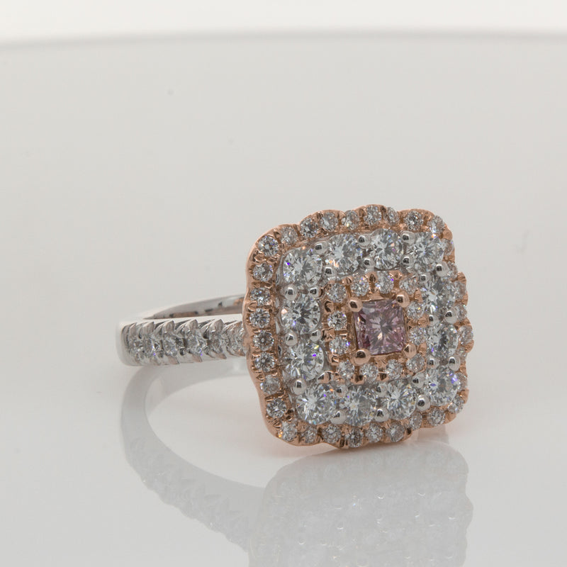 18ct White & Rose Gold Pink Diamond Ring-Ring-Walker & Hall