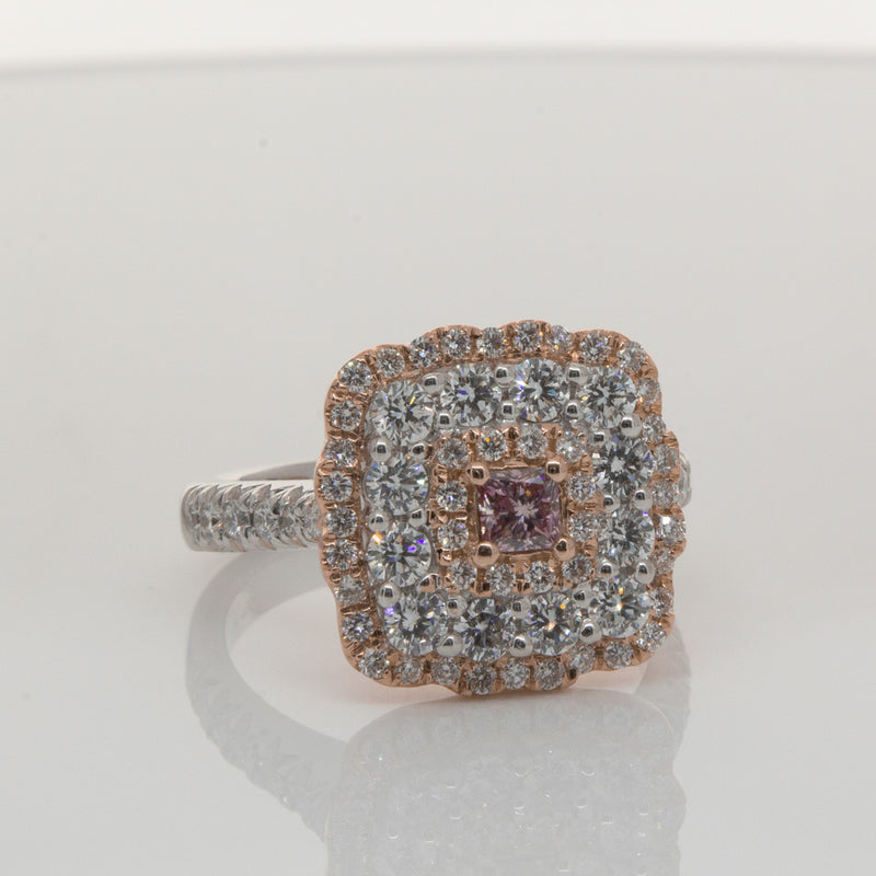 18ct White & Rose Gold Pink Diamond Ring-Ring-Walker & Hall