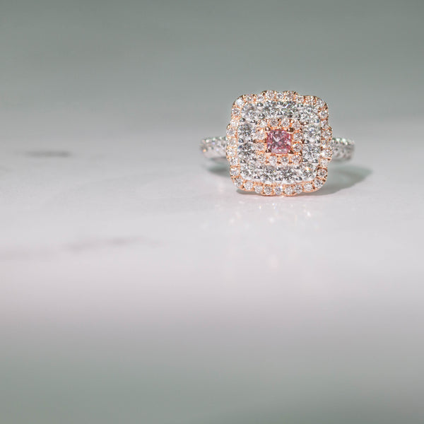 18ct White & Rose Gold .20ct Pink Diamond Ring - Walker & Hall