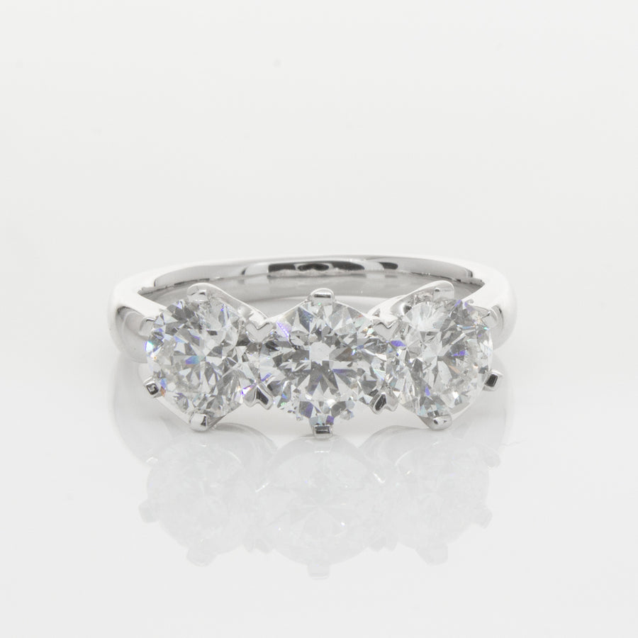 18ct White Gold 2.36ct Diamond Trilogy Ring-Ring-Walker & Hall