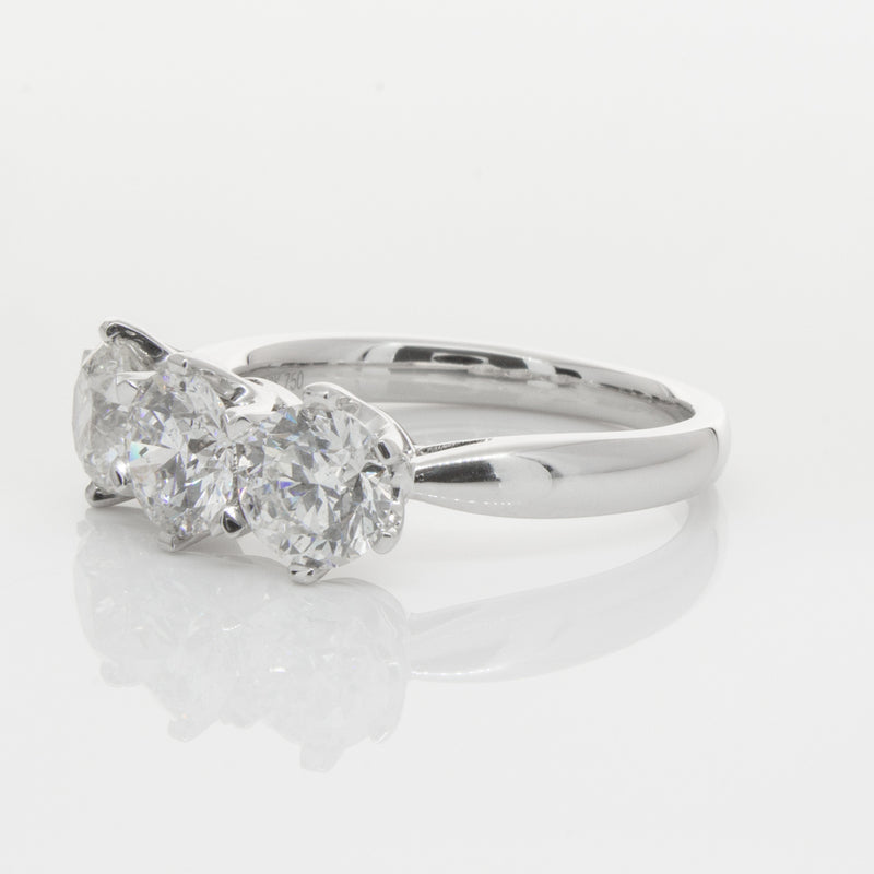 18ct White Gold 2.36ct Diamond Trilogy Ring-Ring-Walker & Hall