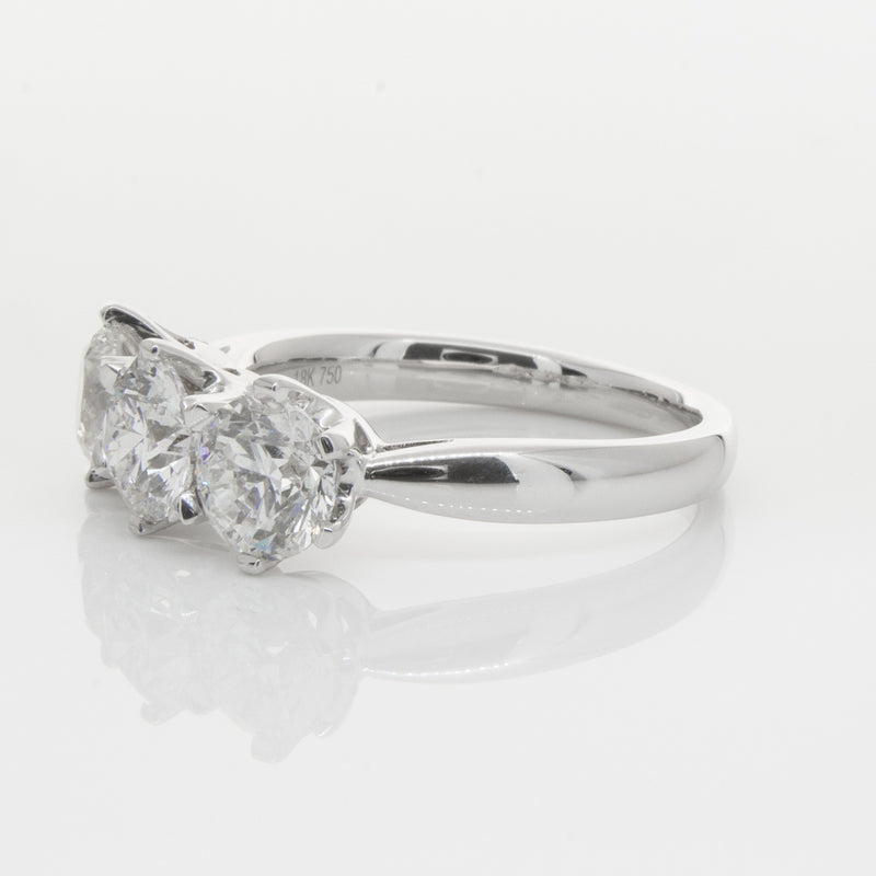 18ct White Gold 2.36ct Diamond Trilogy Ring-Ring-Walker & Hall