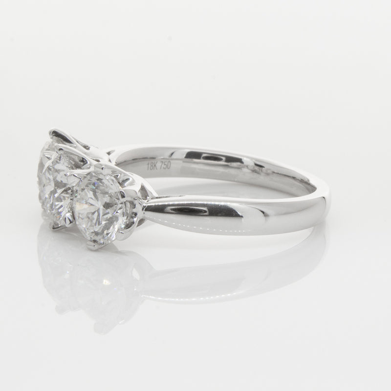 18ct White Gold 2.36ct Diamond Trilogy Ring-Ring-Walker & Hall