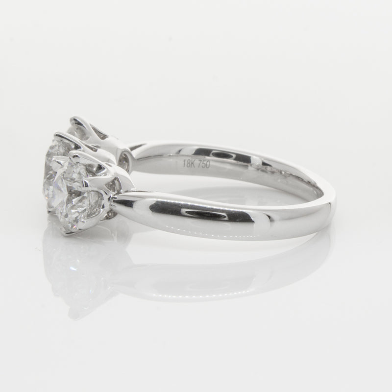 18ct White Gold 2.36ct Diamond Trilogy Ring-Ring-Walker & Hall
