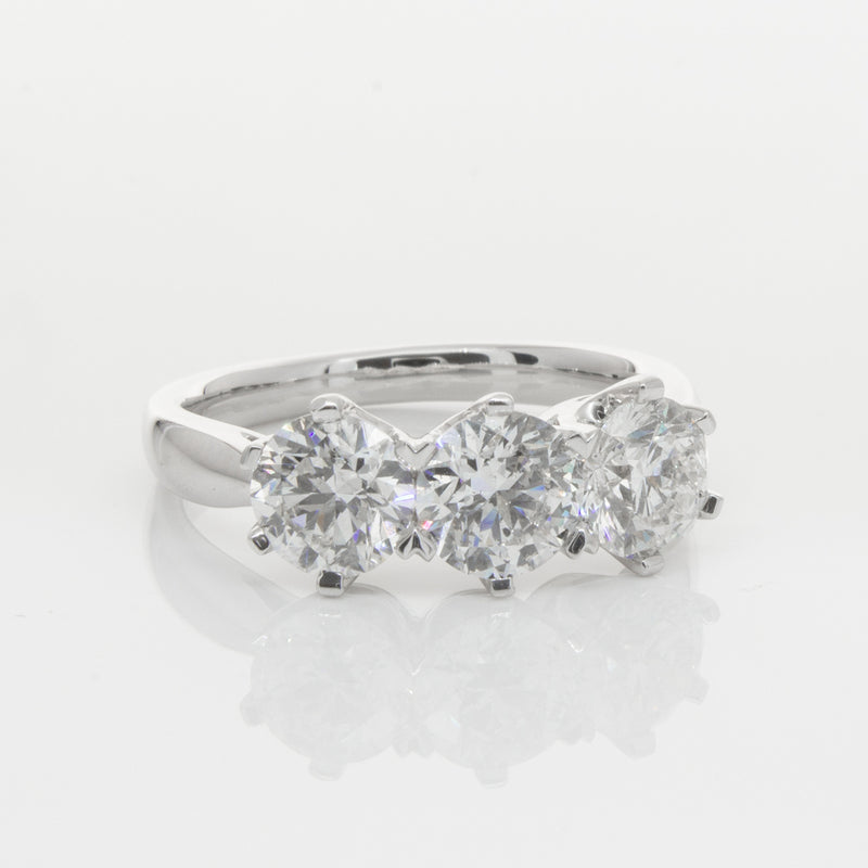 18ct White Gold 2.36ct Diamond Trilogy Ring-Ring-Walker & Hall