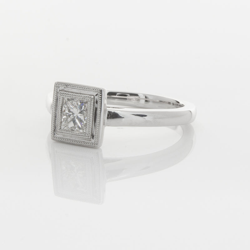 18ct White Gold .52ct Princess Cut Diamond Windsor Ring-Ring-Walker & Hall