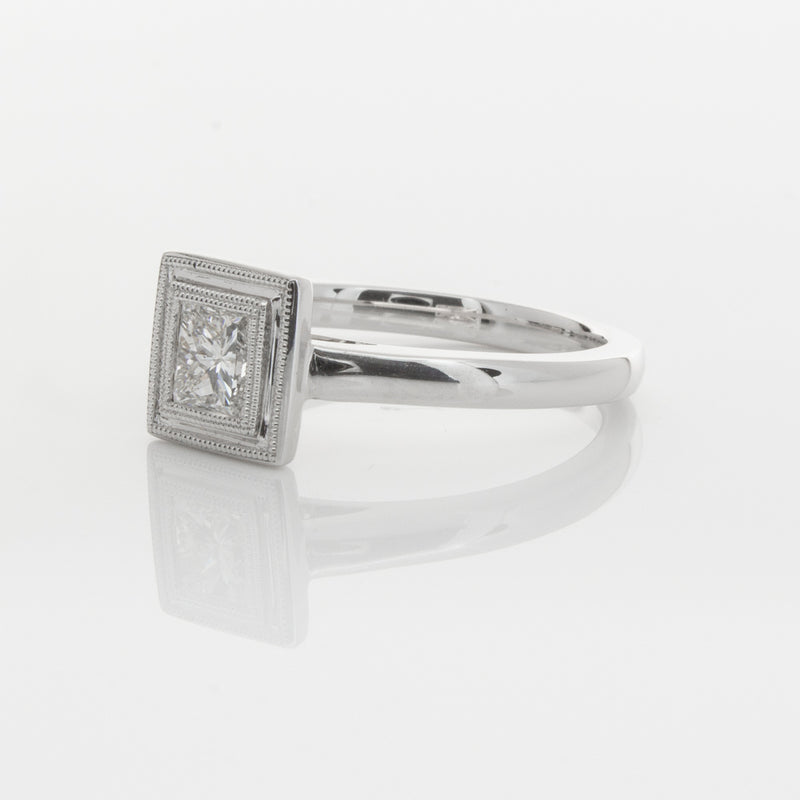 18ct White Gold .52ct Princess Cut Diamond Windsor Ring-Ring-Walker & Hall