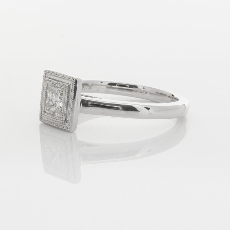 18ct White Gold .52ct Princess Cut Diamond Windsor Ring-Ring-Walker & Hall