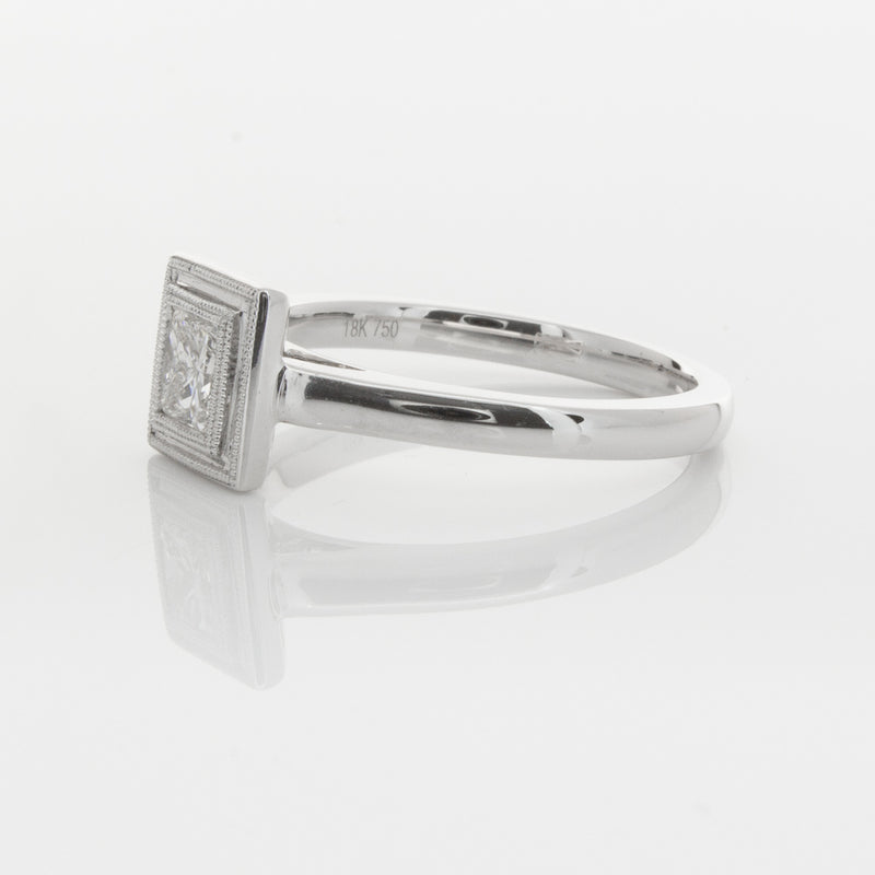 18ct White Gold .52ct Princess Cut Diamond Windsor Ring-Ring-Walker & Hall
