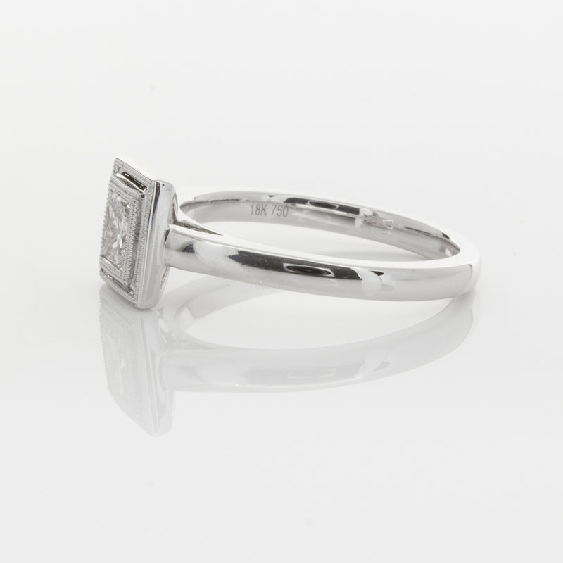18ct White Gold .52ct Princess Cut Diamond Windsor Ring-Ring-Walker & Hall