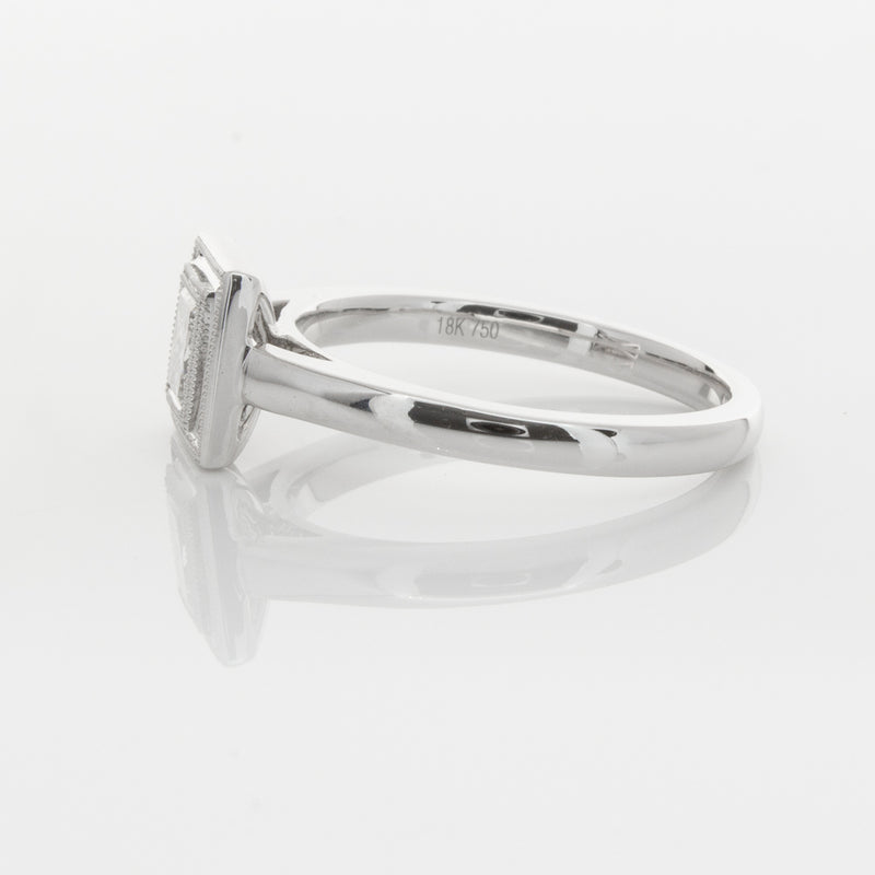 18ct White Gold .52ct Princess Cut Diamond Windsor Ring-Ring-Walker & Hall