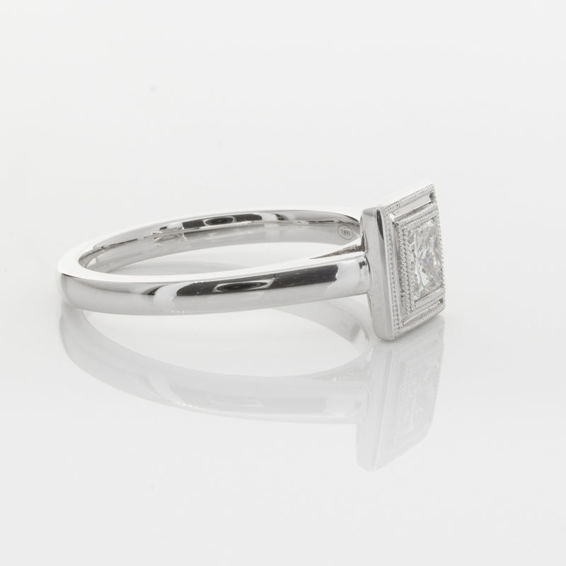 18ct White Gold .52ct Princess Cut Diamond Windsor Ring-Ring-Walker & Hall