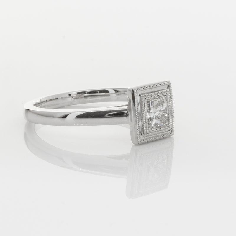 18ct White Gold .52ct Princess Cut Diamond Windsor Ring-Ring-Walker & Hall