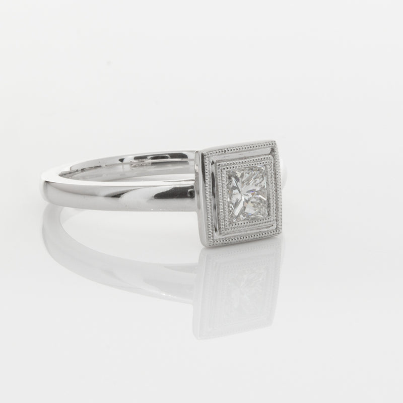 18ct White Gold .52ct Princess Cut Diamond Windsor Ring-Ring-Walker & Hall