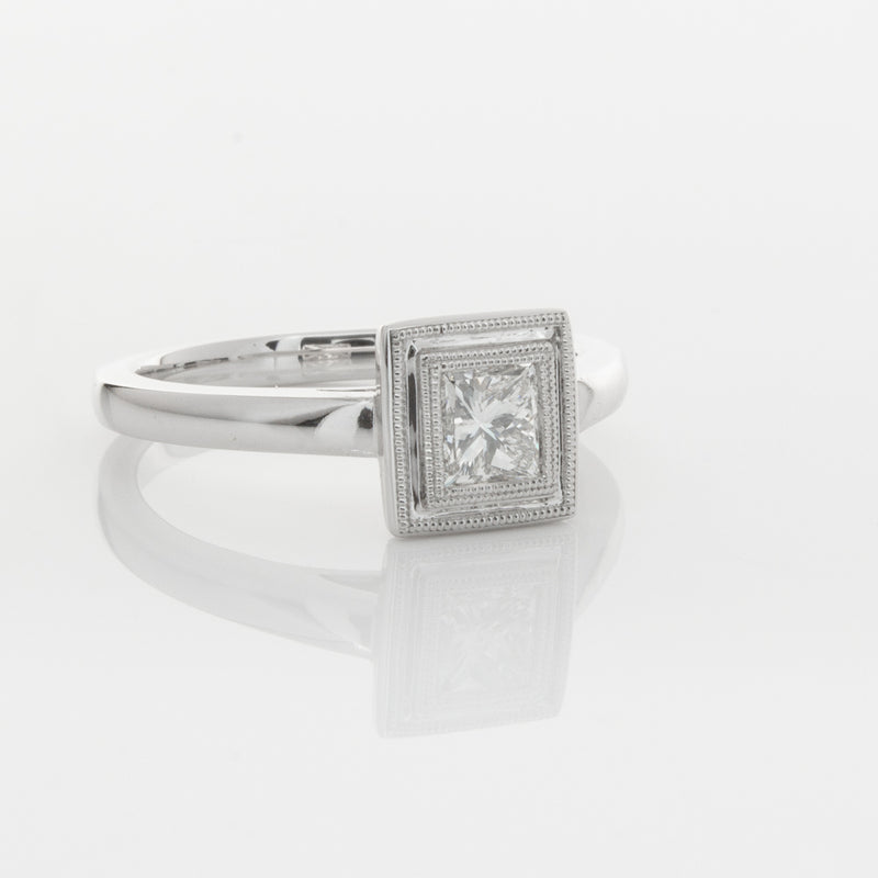 18ct White Gold .52ct Princess Cut Diamond Windsor Ring-Ring-Walker & Hall