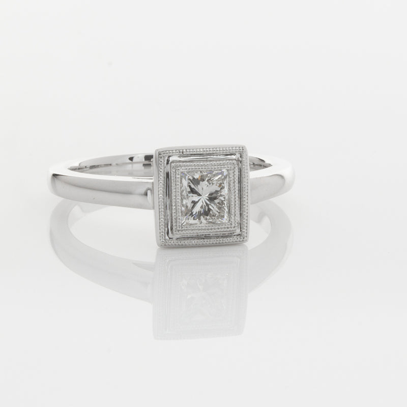 18ct White Gold .52ct Princess Cut Diamond Windsor Ring-Ring-Walker & Hall