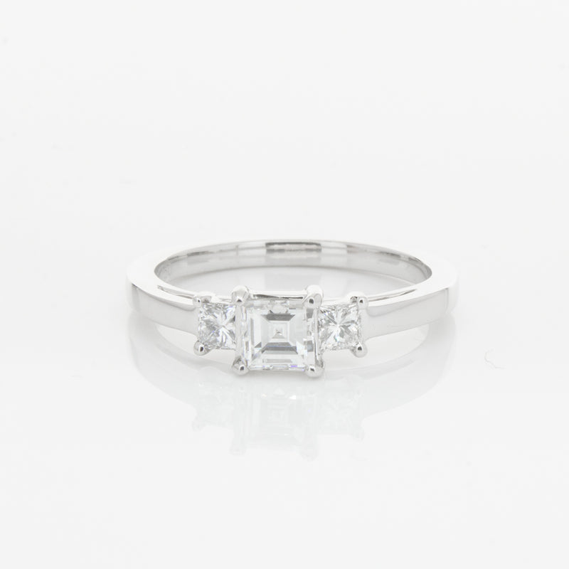 18ct White Gold .46ct Emerald Cut Diamond Olympus Ring-Ring-Walker & Hall