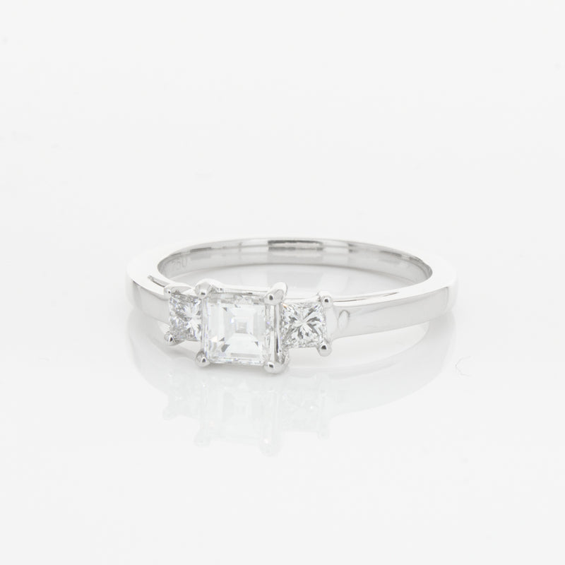 18ct White Gold .46ct Emerald Cut Diamond Olympus Ring-Ring-Walker & Hall