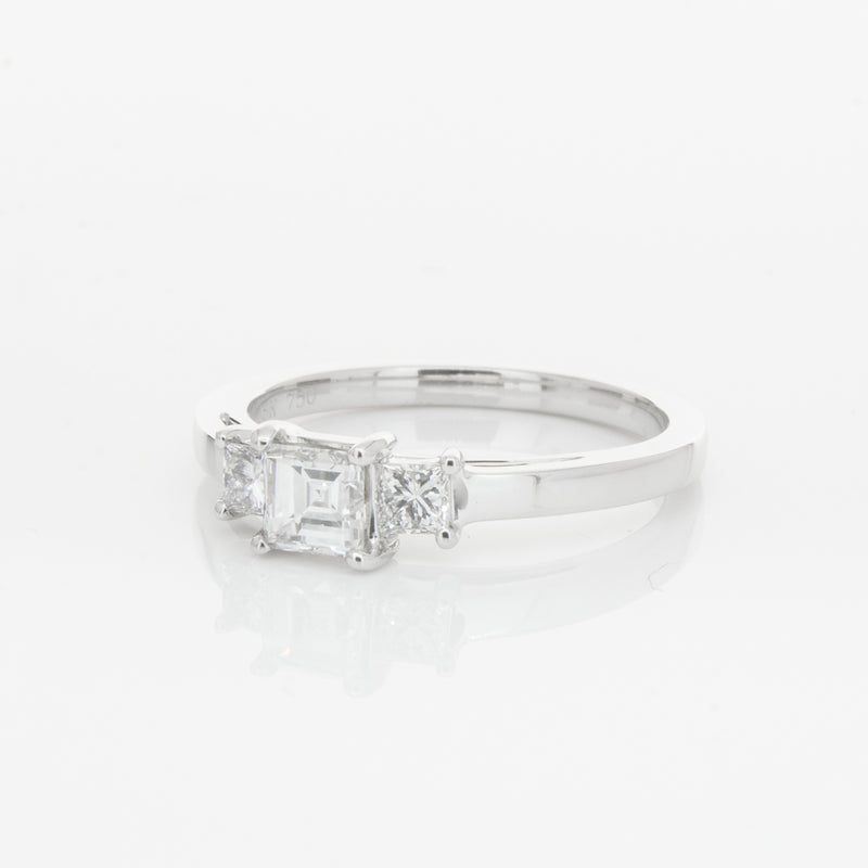 18ct White Gold .46ct Emerald Cut Diamond Olympus Ring-Ring-Walker & Hall